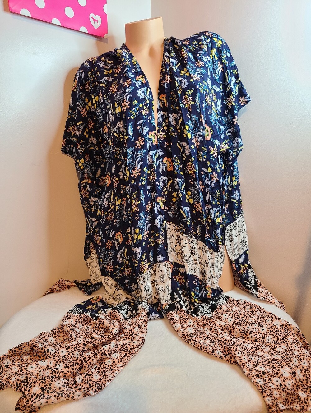 Torrid Swim Mixed Media Floral Long Maxi Swim Cover-up Kimono Size Lg